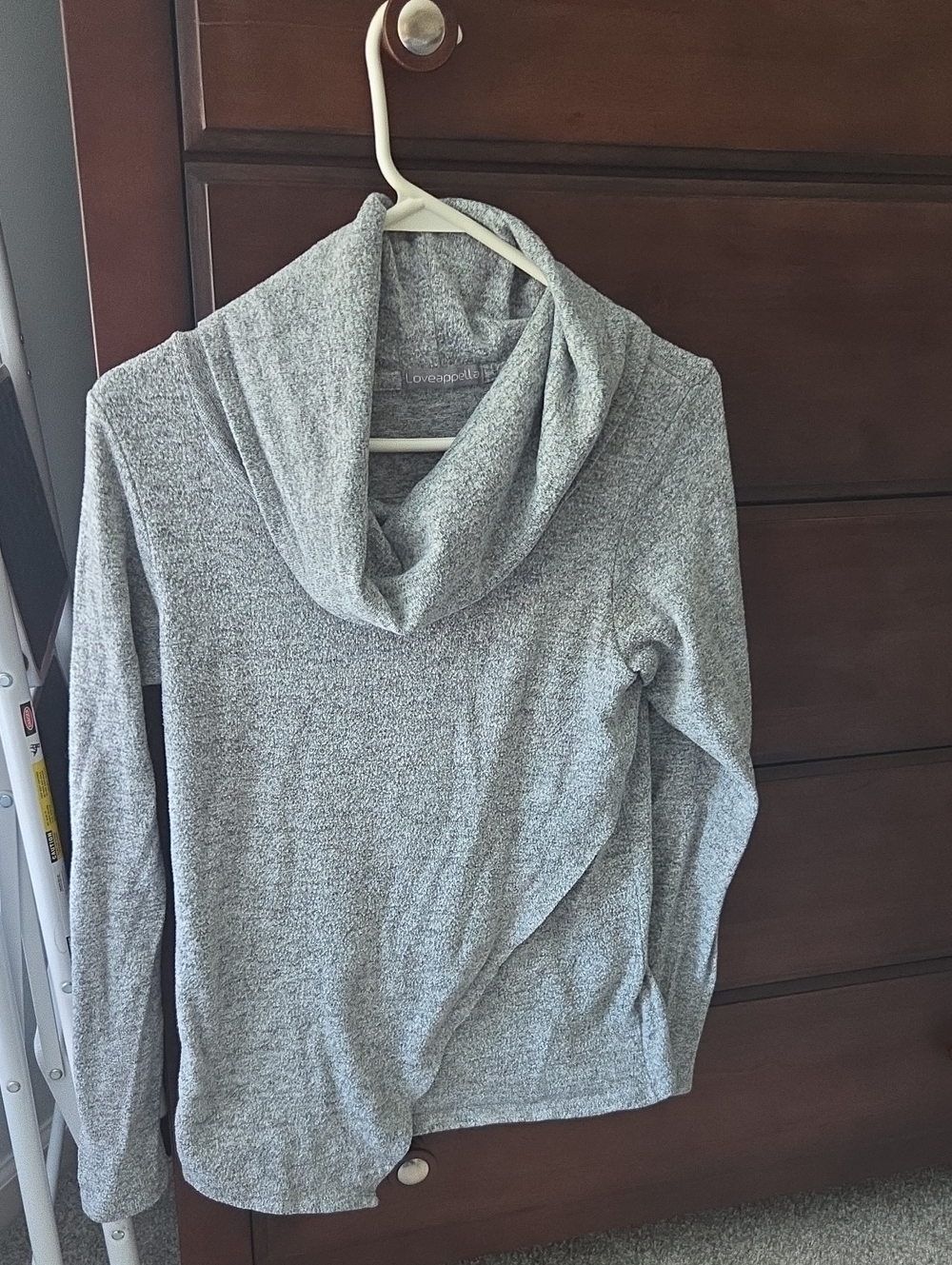 Loveappella Heather Gray Cowl Neck Sweater
